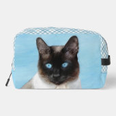 Siamese Cat Portrait Malerei Niedliche Originalkun Waschbeutel (Rückseite)