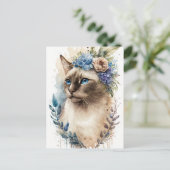Siamese Cat Postkarte (Stehend Vorderseite)