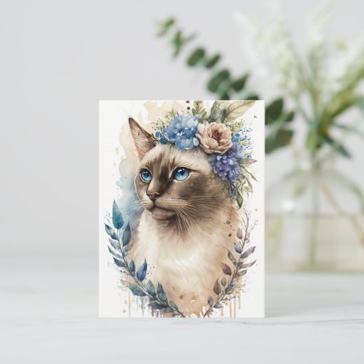 Siamese Cat Postkarte (Stehend Vorderseite)