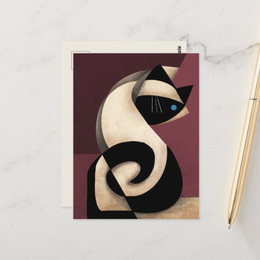 Siamese Cat Postkarte (Vorderseite/Rückseite Beispiel)