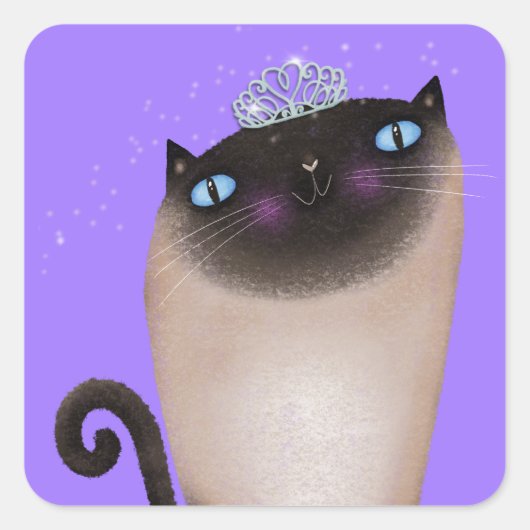 Siamese Cat Princess Quadratischer Aufkleber (Vorderseite)