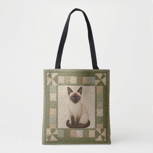 Siamese Cat Quilt Personalize Tasche (Vorderseite)