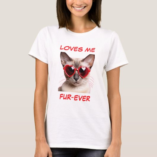 Siamese Cat Red Heart Heart Shaped Sonnenbrille T-Shirt (Vorderseite)