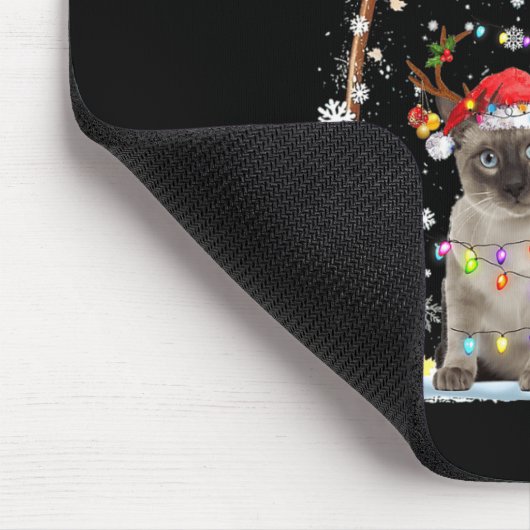 Siamese Cat Reindeer Hat Santa Christmas Tree Funn Mousepad (Ecke)