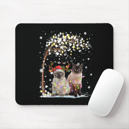 Siamese Cat Reindeer Hat Santa Christmas Tree Funn Mousepad (Mit Mouse)