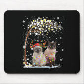 Siamese Cat Reindeer Hat Santa Christmas Tree Funn Mousepad (Vorne)