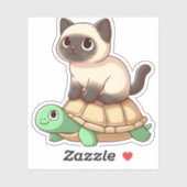 Siamese cat rides turtle Copy Aufkleber (Blatt)