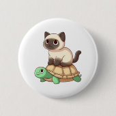 Siamese cat rides turtle Copy Button (Vorderseite)