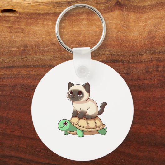 Siamese cat rides turtle Copy Schlüsselanhänger (Vorderseite)