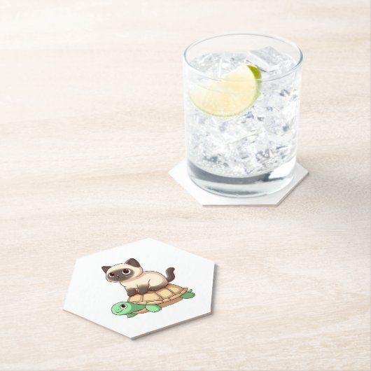 Siamese cat rides turtle Copy Untersetzer (Vor Ort)