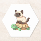 Siamese cat rides turtle Copy Untersetzer (Vorderseite)