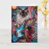 Siamese Cat Rocker Karte (Gelbe Blume)