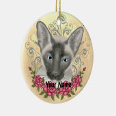 Siamese Cat Rose individuelle Name Keramik Ornament (Rechts)