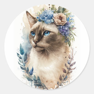 Siamese Cat Runder Aufkleber
