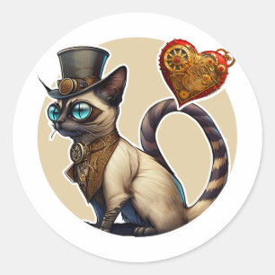 Siamese Cat Runder Aufkleber