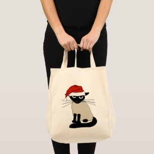 Siamese Cat Santa Funny Weihnachtsfeiertag Tragetasche