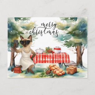 Siamese Cat Sending Message Frohe Weihnachten