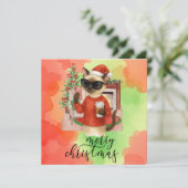 Siamese Cat Sending Message Frohe Weihnachten (Stehend Vorderseite)