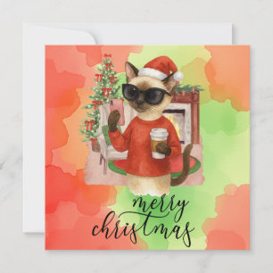 Siamese Cat Sending Message Frohe Weihnachten
