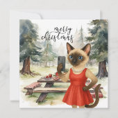 Siamese Cat Sending Message Frohe Weihnachten (Vorderseite)