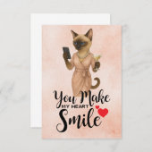 Siamese Cat sieht sich Handy an Dankeskarte (Vorne/Hinten)