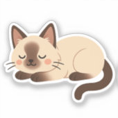 Siamese Cat – Sleeping Brown and Cream Cute Kitty Aufkleber (Vorderseite)