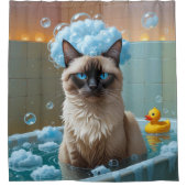 Siamese Cat Sloppy Sleepy Niedlich Funny Duschvorhang (Vorderseite)