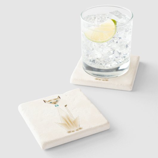 Siamese Cat Stone Untersetzer (Seitenansicht)