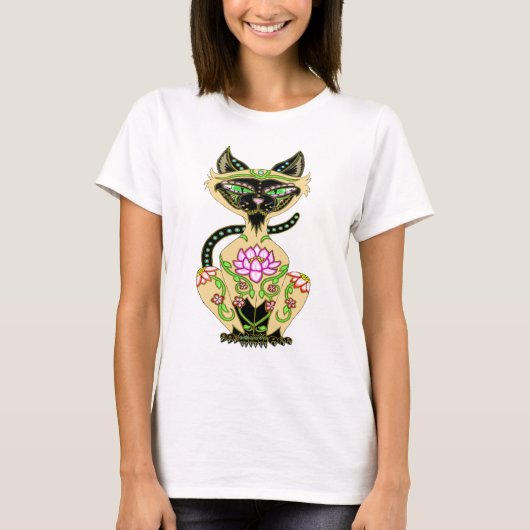 Siamese Cat Sugar Skull T-Shirt (Vorderseite)