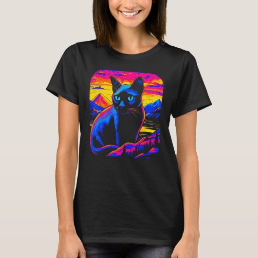 Siamese Cat Sunset T-Shirt (Vorderseite)