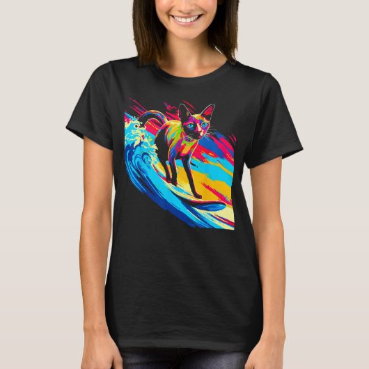 Siamese Cat Surf T-Shirt (Vorderseite)