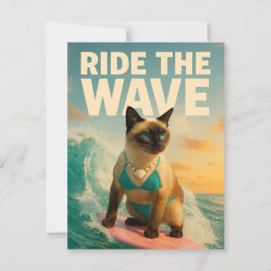 Siamese Cat surft Postkarte