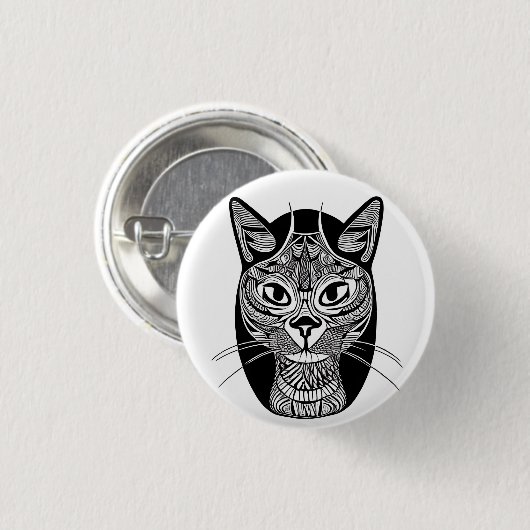 Siamese Cat Tattoo Pattern Button (Vorne & Hinten)