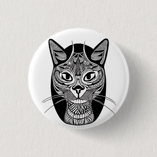 Siamese Cat Tattoo Pattern Button (Vorderseite)
