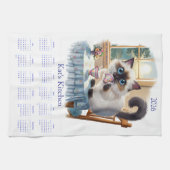 Siamese Cat Tea Time 2026 Calendar Kitchen Towels Geschirrtuch (Horizontal)