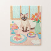 Siamese Cat Tea-Time Jigsaw Puzzle (Vertikal)