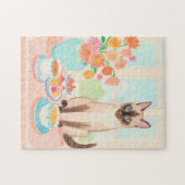 Siamese Cat & Tea Time Jigsaw Puzzle  (Horizontal)