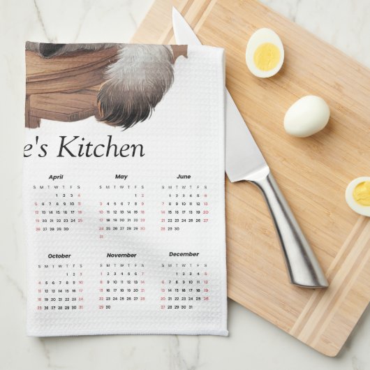 Siamese Cat & Tea Time Kitchen Towel Calendar  Geschirrtuch (Viertel Falte)