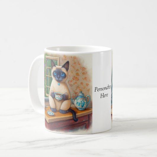 Siamese Cat Tea Time Mug Kaffeetasse (Vorderseite Links)