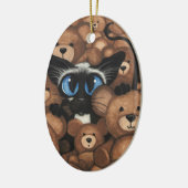 Siamese Cat Teddy Bear Hug von BiHrLe Keramik Ornament (Links)