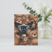 Siamese Cat Teddy Bear Hug von BiHrLe Postkarte (Stehend Vorderseite)