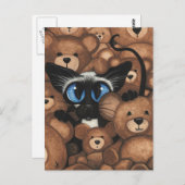 Siamese Cat Teddy Bear Hug von BiHrLe Postkarte (Vorne/Hinten)