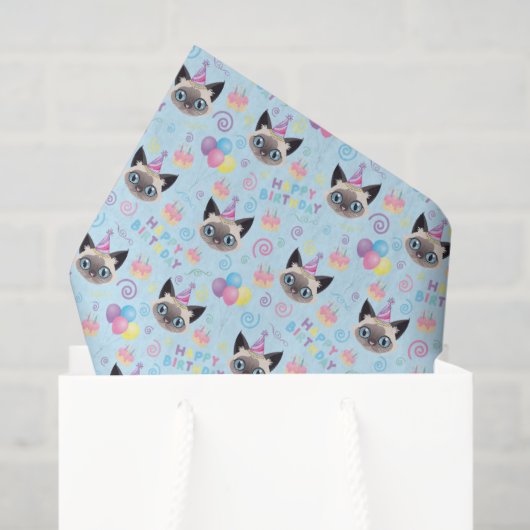 Siamese Cat Tissue Paper in Blue Seidenpapier (Geschenk Tasche)