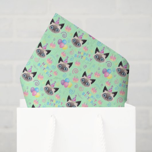 Siamese Cat Tissue Paper in Green Seidenpapier (Geschenk Tasche)