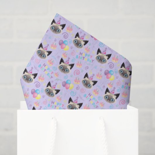Siamese Cat Tissue Paper in Purple Seidenpapier (Geschenk Tasche)
