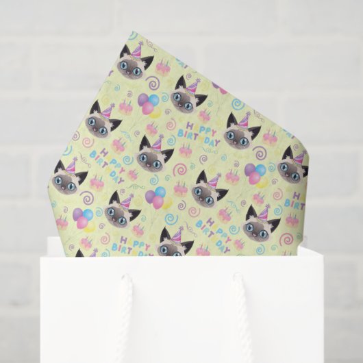 Siamese Cat Tissue Paper in Yellow Seidenpapier (Geschenk Tasche)
