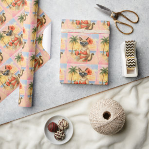 Siamese Cat trägt Sonnenbrille am Strand Geschenkpapier