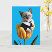 Siamese Cat Tulip Faltkarte Karte (Gelbe Blume)
