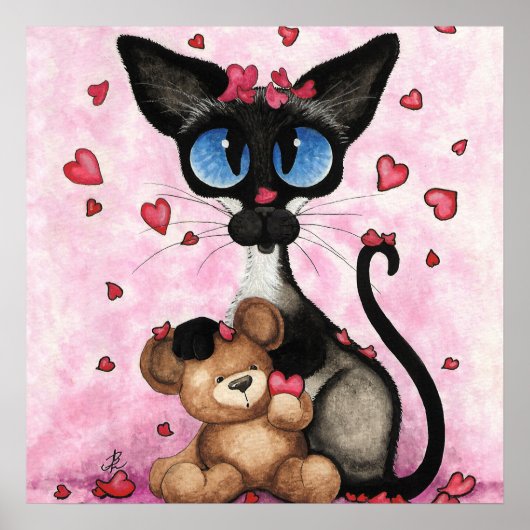 Siamese Cat Valentines Day by Bihrle Poster (Vorne)