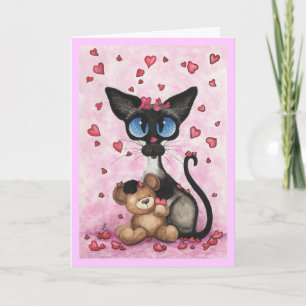 Siamese Cat Valentine's Day Card Feiertagskarte